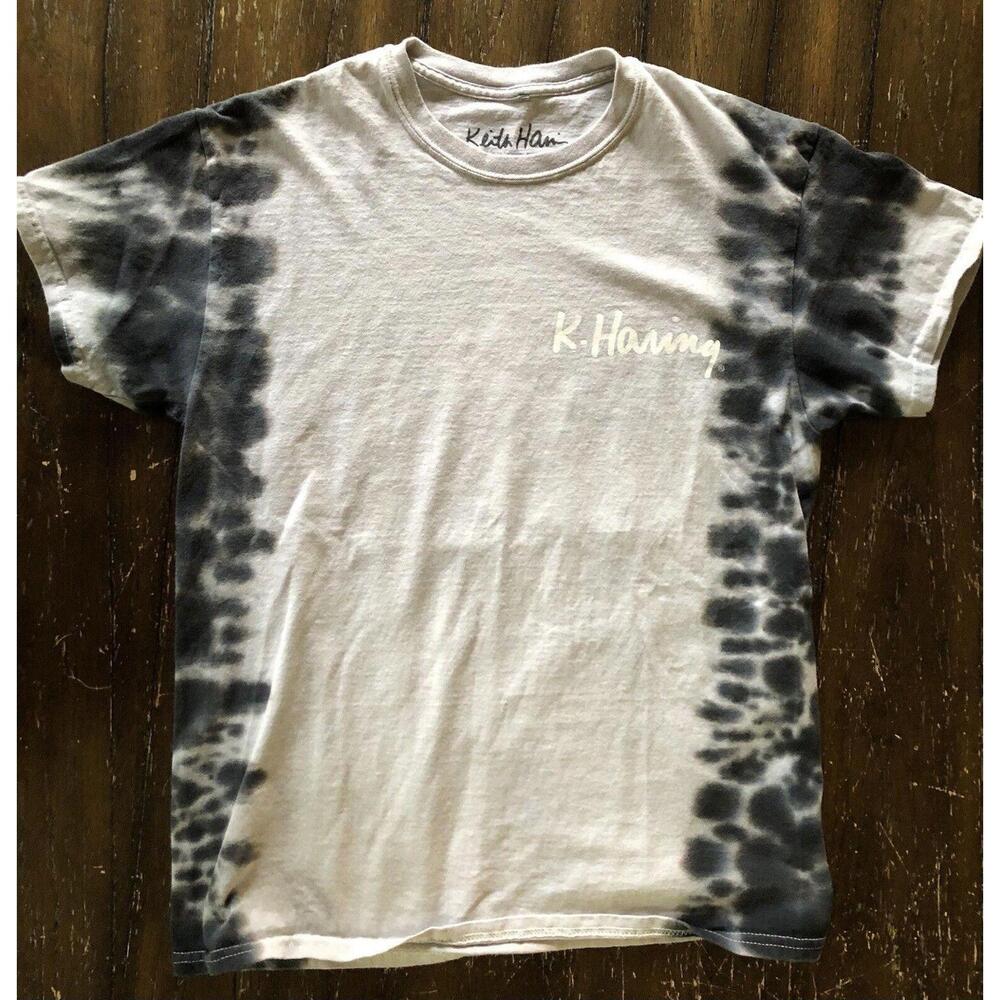 Keith Haring Ripple Resist Grey Tie Dye Shirt Size Medium